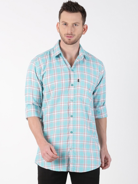 

LEVIZO Men Blue & White Premium Classic Fit Checked Casual Shirt