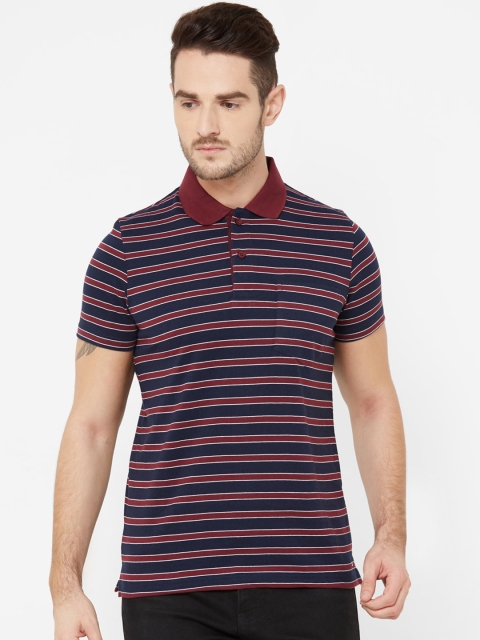 

Sweet Dreams Men Blue Striped Polo Collar T-shirt