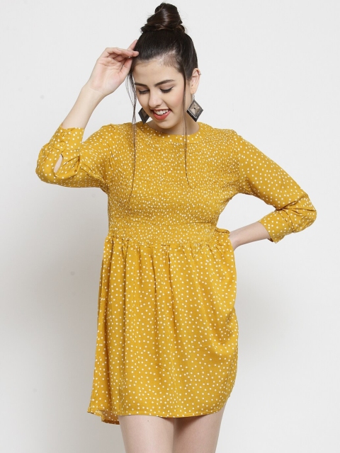 

Global Republic Women Mustard Yellow Printed Fit and Flare Dress