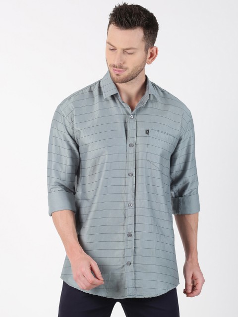 

LEVIZO Men Grey Premium Classic Fit Striped Casual Shirt