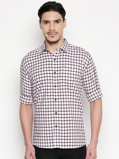 

L.A. SEVEN Men White & Navy Blue Slim Fit Checked Casual Shirt