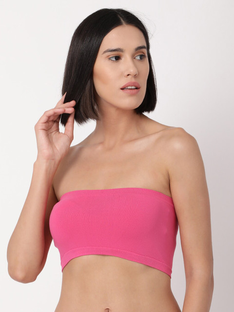 

GOLDSTROMS Women Fuchsia Pink Solid Short Tube Top Camisole