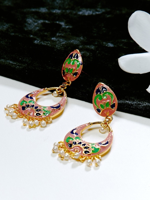 

ZeroKaata Multicoloured Gold-Plated Teardrop Shaped Drop Earrings, Multi