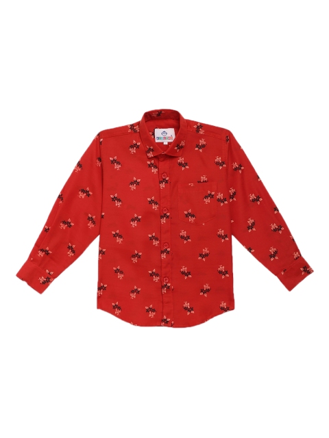 

Kidling Boys Red & Black Classic Regular Fit Floral Print Casual Shirt