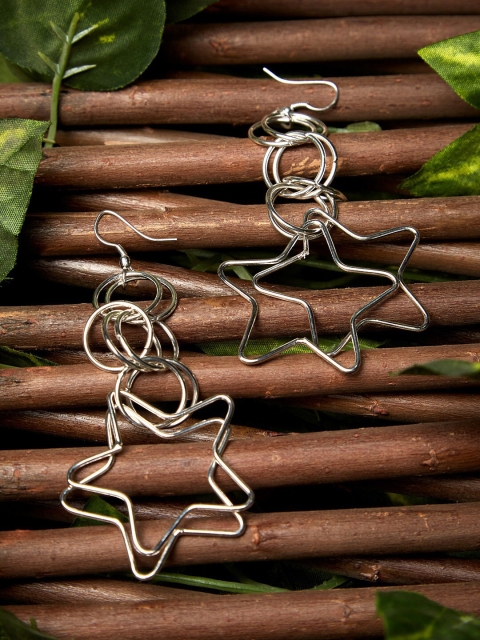 

ZeroKaata Silver-Plated Handcrafted Star Shaped Drop Earrings