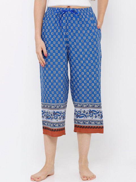 

Heart 2 Heart Women Blue & White Printed Bordeaux Lounge Capris LC225BORDBL