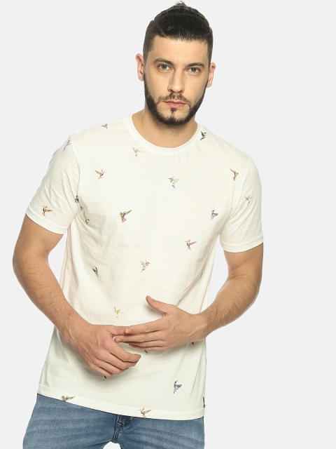 

Kryptic Men Off-White & Black Printed T-shirt