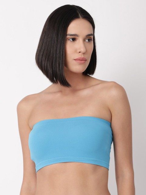 

GOLDSTROMS Women Turquoise Blue Solid Short Tube Top Camisole TTP-9042