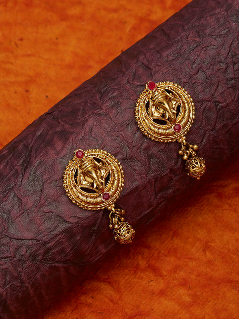 

Fida Gold-Plated & Red Circular Drop Earrings