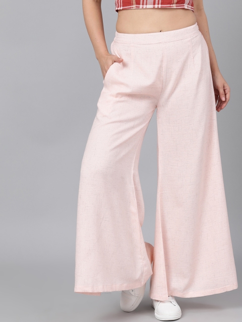 

AKS Women Pink Solid Flared Palazzos