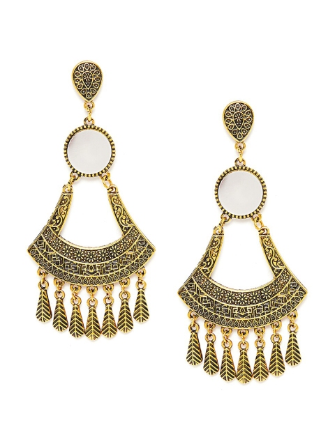 

ZeroKaata Gold Plated Handcrafted Classic Drop Mirror Earrings
