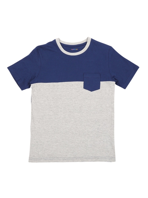 

POPPERS by Pantaloons Boys Navy Blue & Grey Colourblocked Round Neck T-shirt