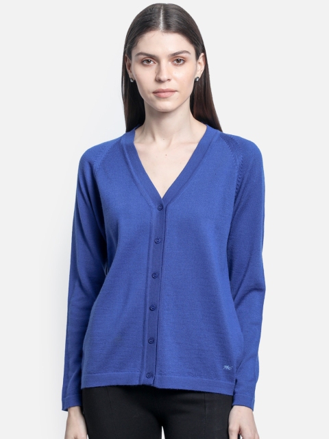 

Monte Carlo Women Blue Solid Cardigan Sweater