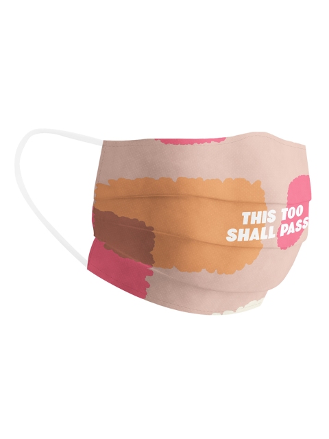 

Soxytoes Unisex Cream-Coloured Printed 4-Ply Anti-Viral Reusable Cotton Face Mask