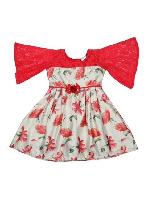 

Doodle Girls Red Printed Fit and Flare Dress