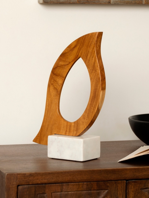 

ellementry Brown & White Dove Teak Wood Accent Showpiece
