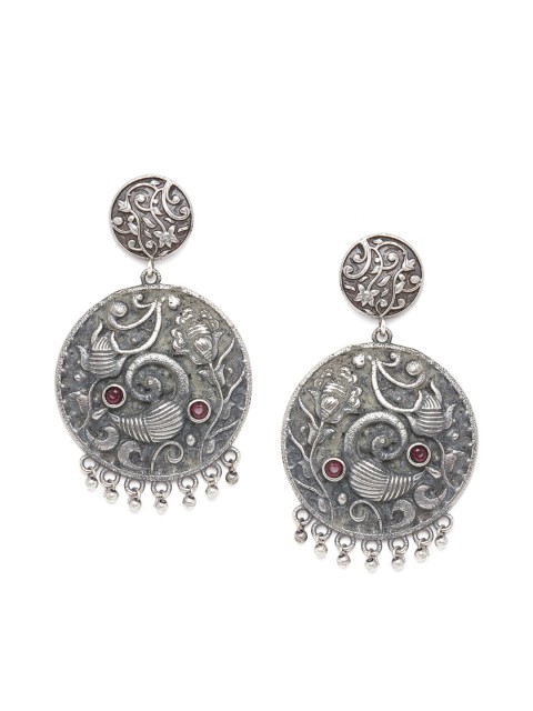 

ZeroKaata Silver-Plated Handcrafted Circular Drop Earrings