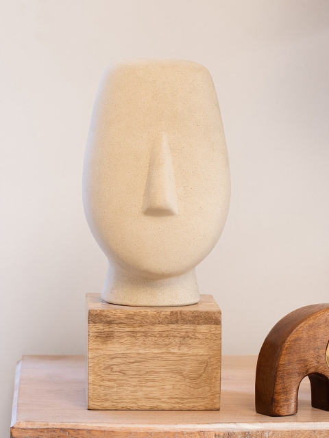 

ellementry Off White& Brown Firm Face Ceramic Sculpture Showpiece