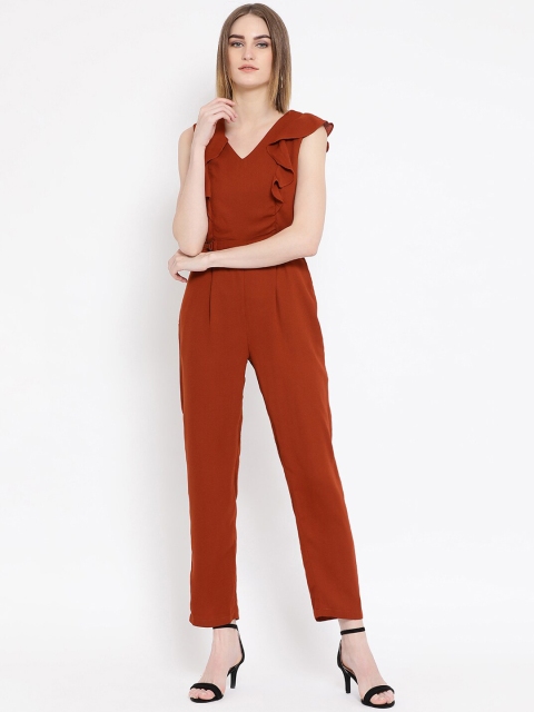 

Latin Quarters Women Rust Brown Solid Basic Jumpsuit