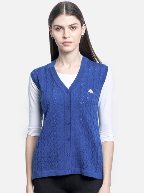 

Monte Carlo Women Blue Self Design Sweater Vest