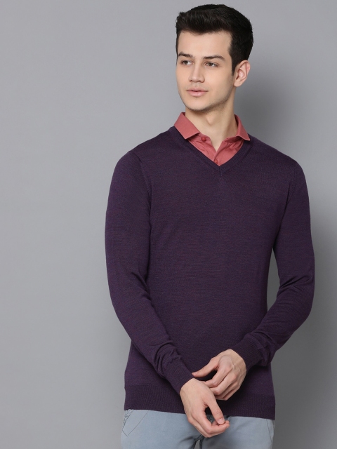 

LINDBERGH Men Purple Solid Pullover Sweater