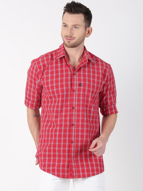 

LEVIZO Men Red & White Premium Classic Fit Checked Casual Shirt