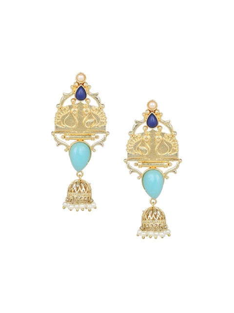 

ZeroKaata Gold-Plated & Blue Contemporary Drop Earrings