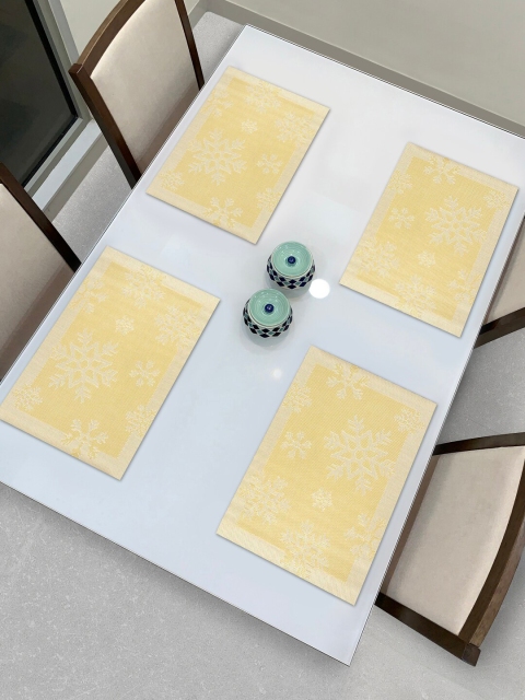 

HOKIPO Set Of 4 Gold-Toned & Beige Printed Washable Table Placemats
