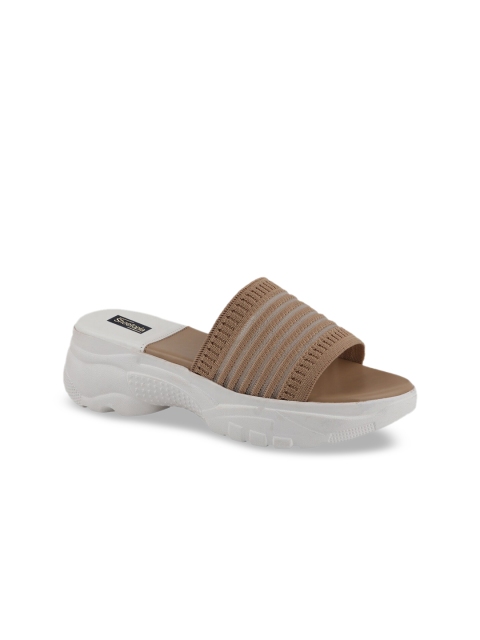 

Shoetopia Women Beige & White Striped Heels