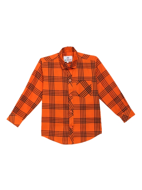

Kidling Boys Orange & Black Classic Regular Fit Checked Casual Shirt