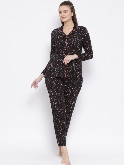 

Kanvin Women Black & Pink Printed Night Suit MJKAW20446A