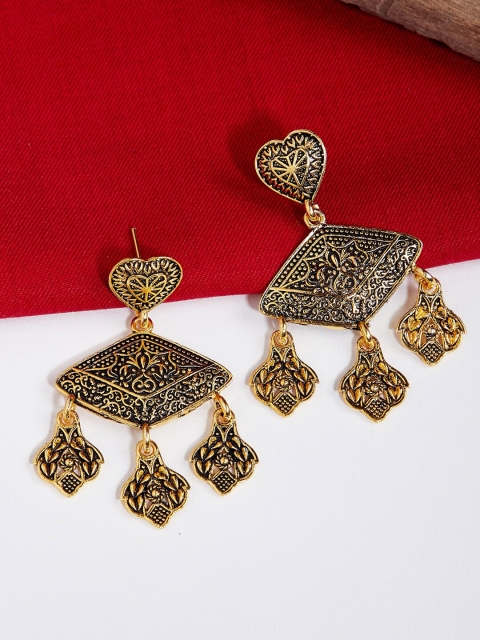 

ZeroKaata Gold-Plated Geometric Drop Earrings
