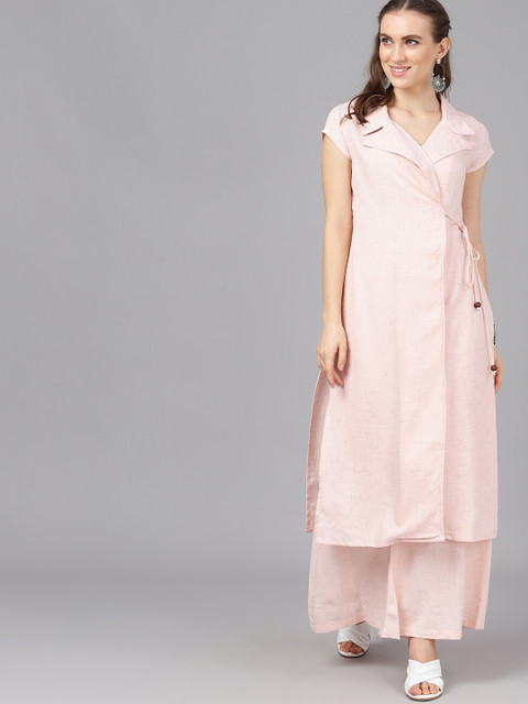 

AKS Women Peach-Coloured Solid A-Line Kurta