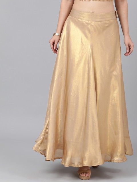 

AKS Couture Women Gold-Coloured Solid Flared Maxi Skirt