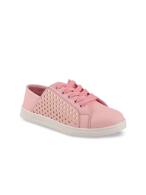 Shoetopia Women Pink Laser Cut Sneakers