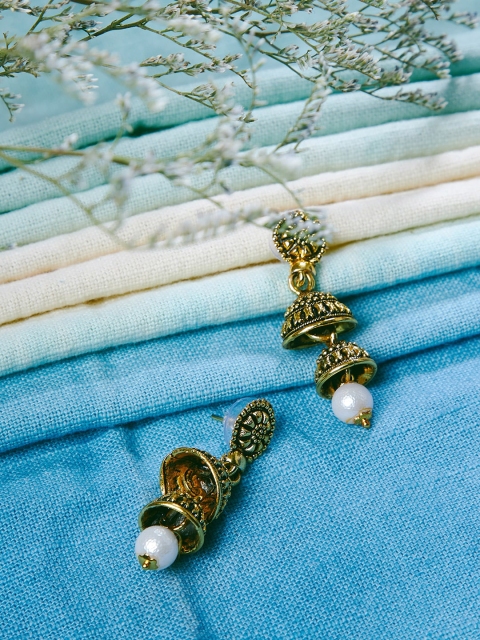 

ZeroKaata Gold-Plated Handcrafted Dome Shaped Drop Earrings