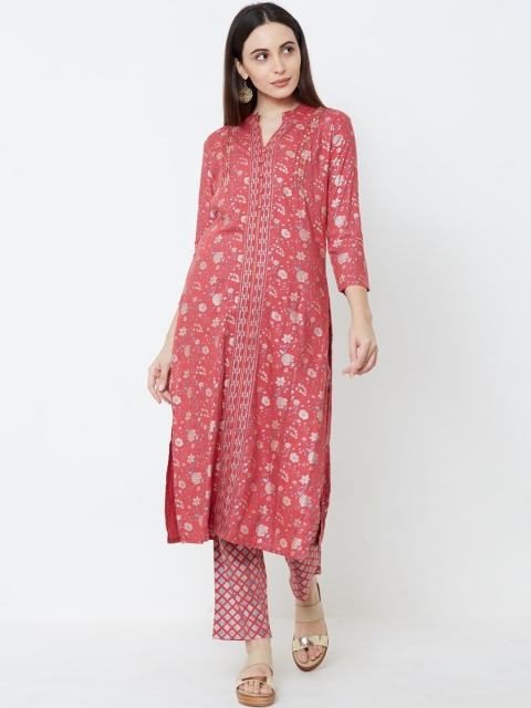

FASHOR Women Pink Printed Kurta with Trousers