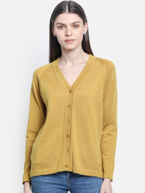 

Monte Carlo Women Yellow Solid Woollen Cardigan Sweater