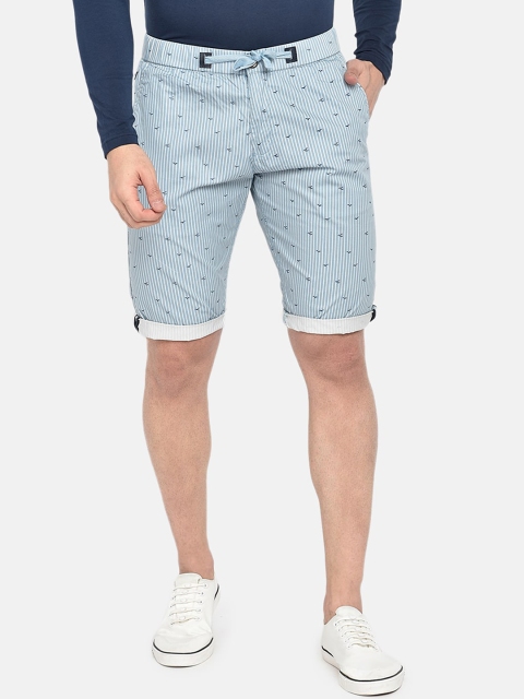 

beevee Men Blue Striped Regular Fit Regular Shorts