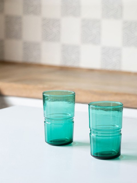 

ellementry Set Of 2 Green Glasses
