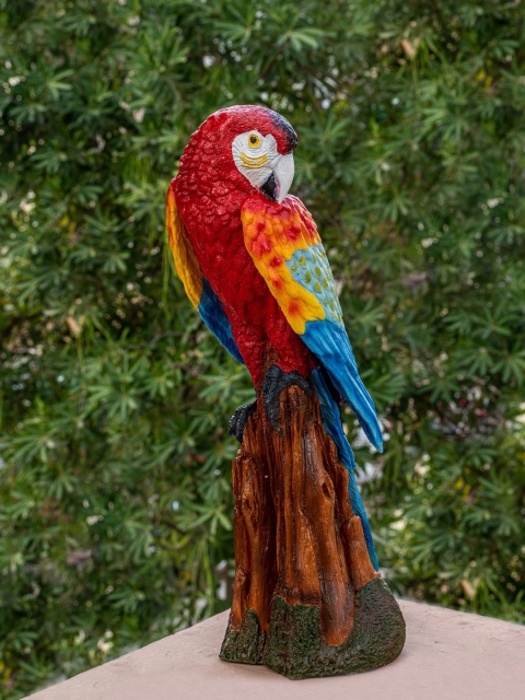 

TIED RIBBONS Red & Blue Handpainted Parrot Figurine Showpiece