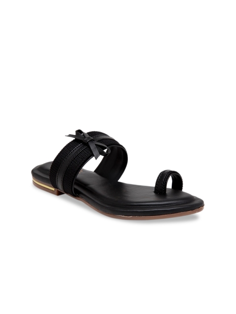 

Butterflies Women Black Striped PU One Toe Flats