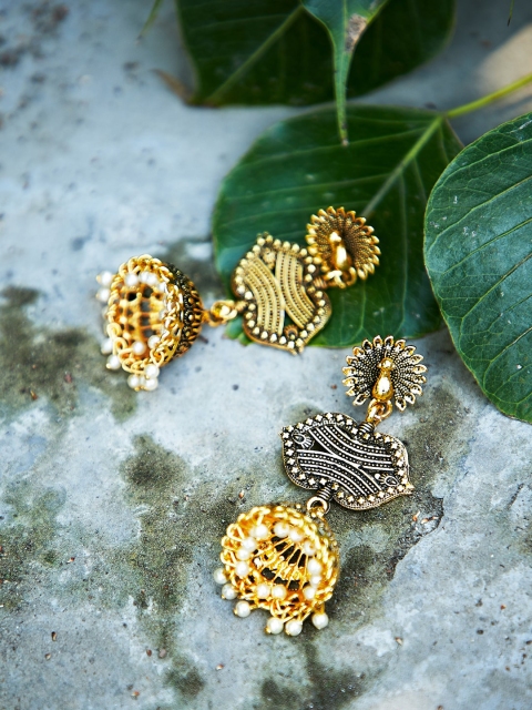 

ZeroKaata Gold-Plated Handcrafted Dome Shaped Jhumkas
