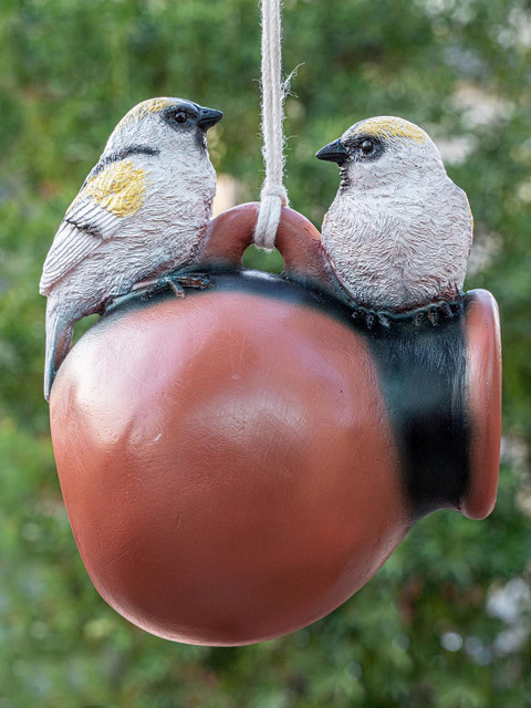 

TIED RIBBONS Grey & Red Resin Birds Figurine