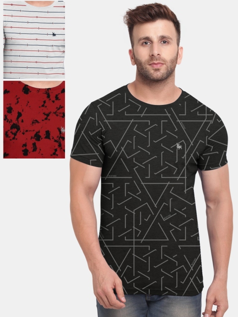 

BULLMER Men Multicoloured Pack of 3 Printed Round Neck T-shirt, Multi