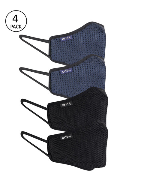 

one8 Select BY VIRAT KOHLI Adults Pack Of 4 3D Mesh Select Shield 4-Layer Reusable Masks, Black