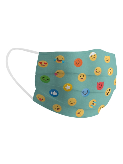 

Soxytoes Unisex Green Printed 4-Ply Anti-Pollution Reusable Cloth Masks, Blue