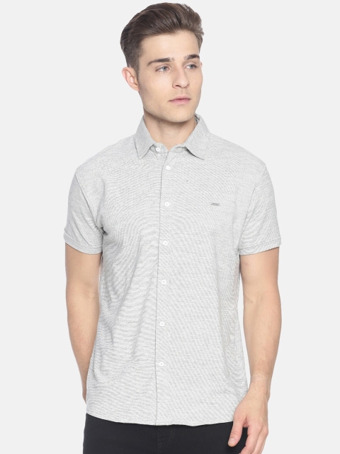 

T-Tog Men Grey Slim Fit Striped Casual Shirt