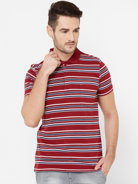 

Sweet Dreams Men Red Striped Polo Collar T-shirt