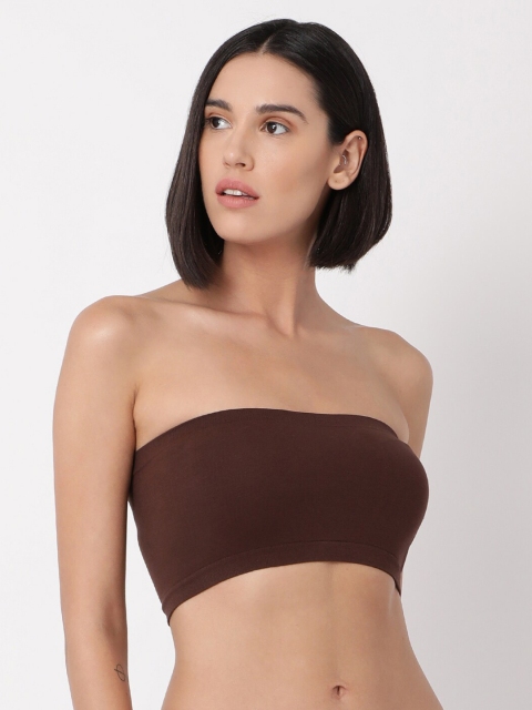 

GOLDSTROMS Women Brown Solid Short Tube Top Camisole